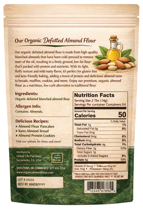 Organic Defatted Almond Flour (2 lb / 907 g)